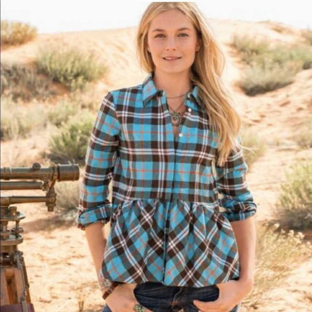 Sundance Hayden Creek Flannel Plaid Peplum Top